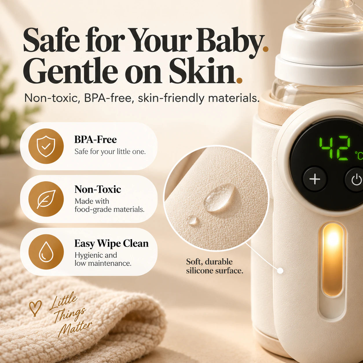 Close-up of the silicone sleeve and the heating band.
